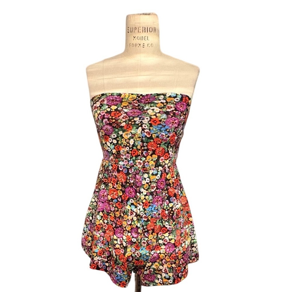 Women S Floral Strapless Tube Top Romper Multicolored Summer Boho Festival beach